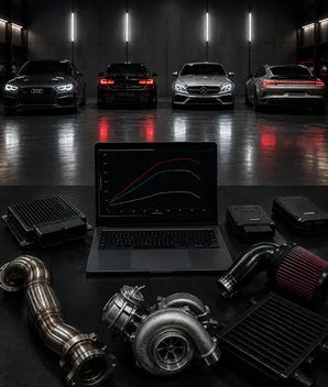 Schwarzer Laptop mit Leistungsgrafiken auf seinem Bildschirm.